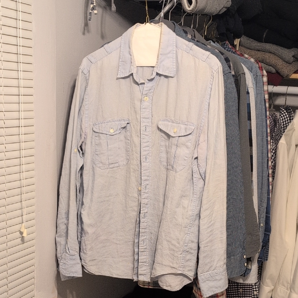 J. Crew Irish Linen Shirt in Light Gray